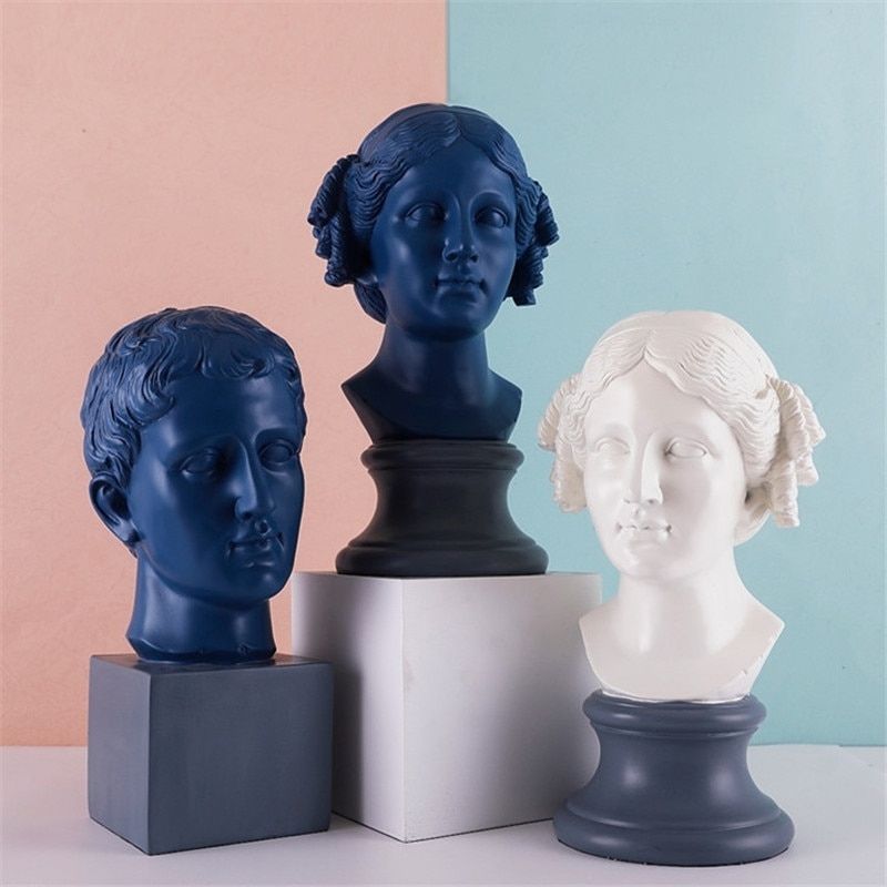 Blaue griechische Statue