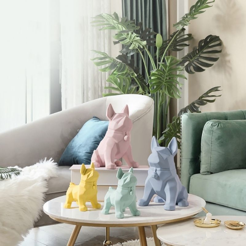 Gelbe Hund Origami Statue