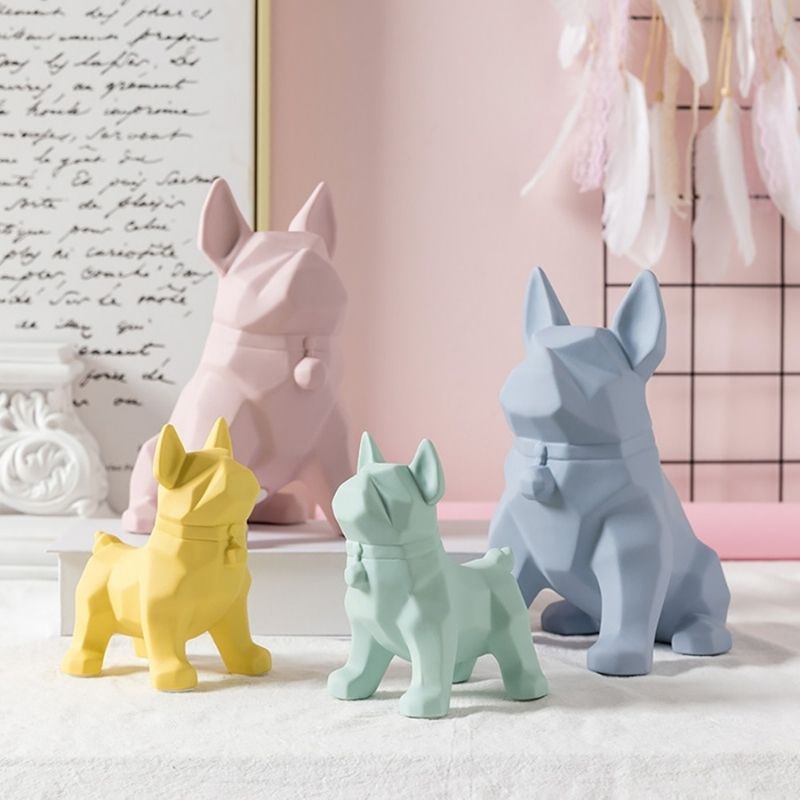 Gelbe Hund Origami Statue