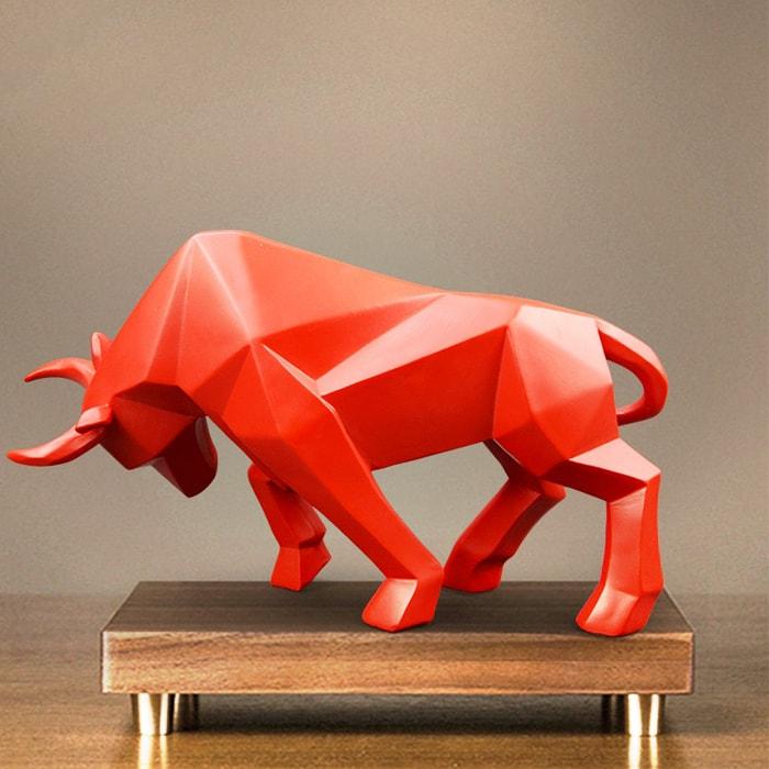Origami Red Taureau Statue