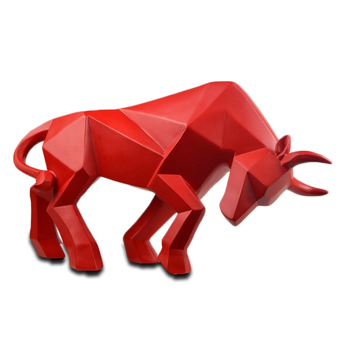 Origami Red Taureau Statue