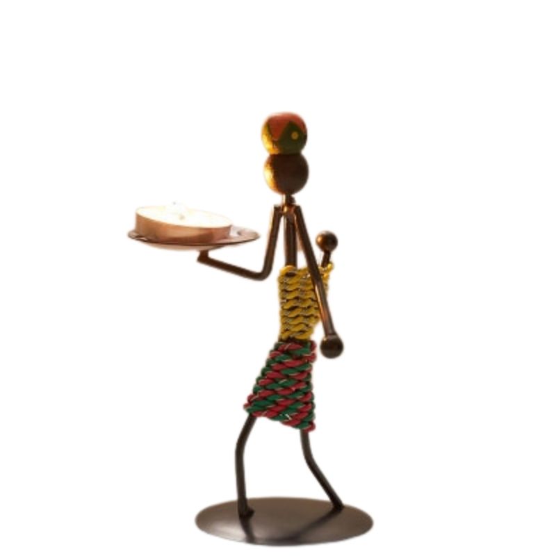 Afrikanische Statue -Frau im Rücken