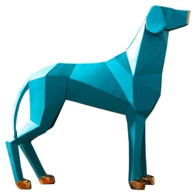 Blaue Origami -Hundestatue