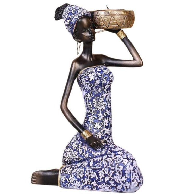 Blue African Woman Statue