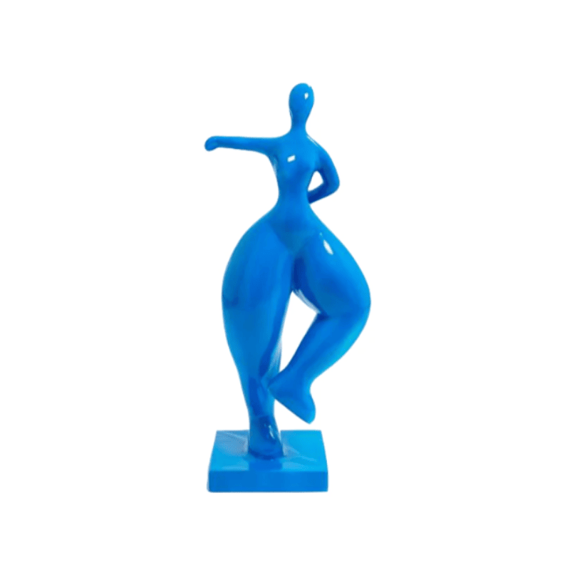 Runde Frau Statue in blauem Harz