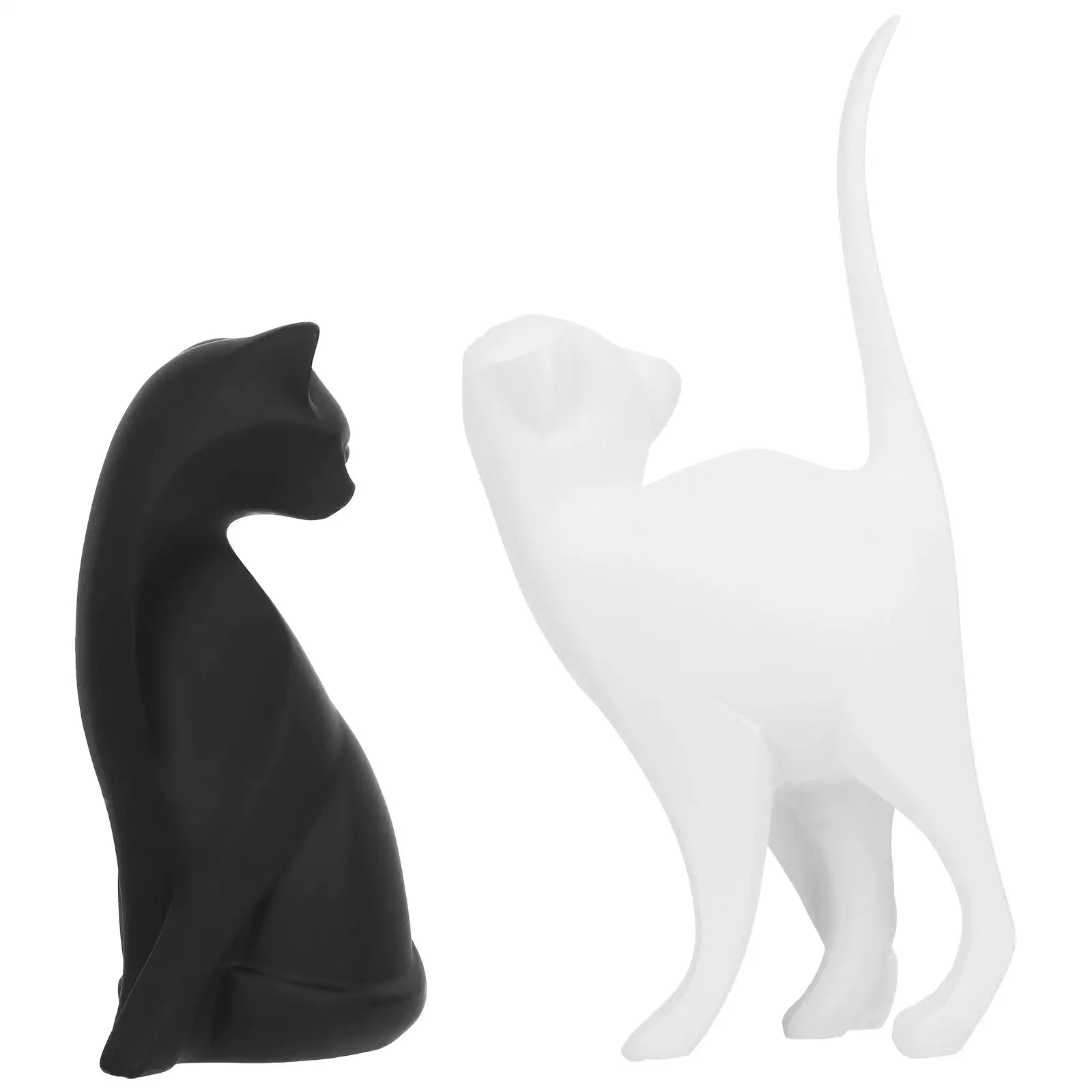 Schwarz -Weiß -Harz -Katzenstatue