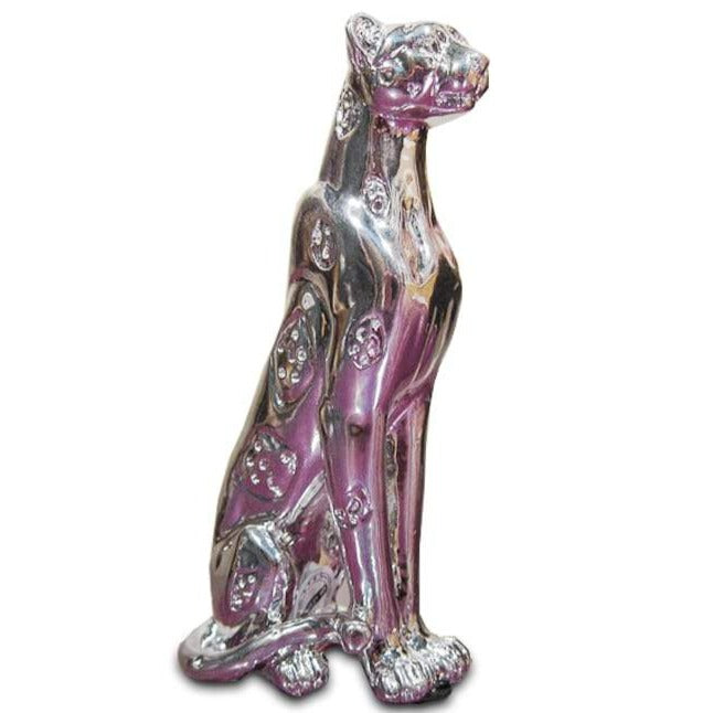 Silbersitz -Panther -Statue