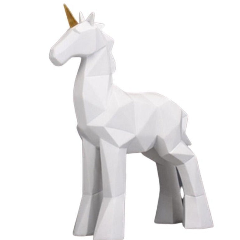 Weiße Einhorn -Origami -Statue